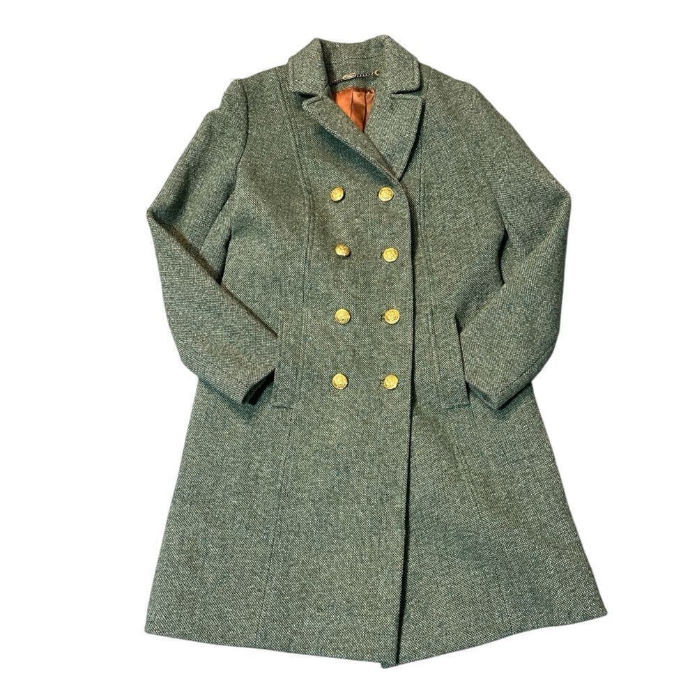 Chic Double-Breasted Women's Pea Coat in Green